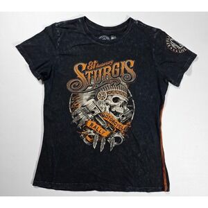 Affliction Women's T-shirt STURGIS 81st Anniversary Biker Shirt M Skull